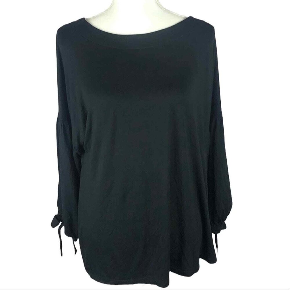 Hannah Deep V back Black blouse top size XL